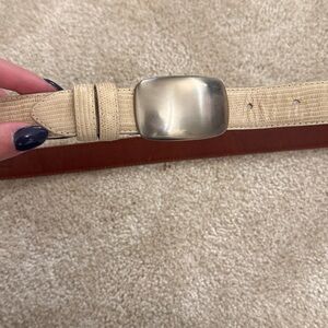 Calvin Klein Vintage Cream Belt with Silver Buckle